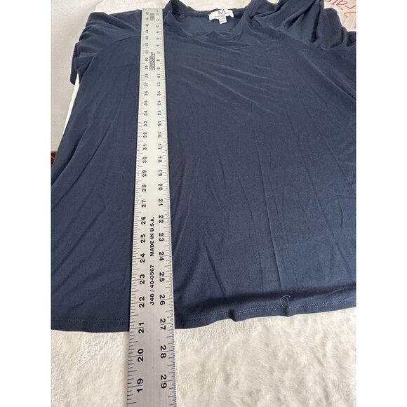 Magaschoni Womens Navy Blue Relaxed Fit Short Sleeve T-Shirt Size XL Stretch New - Picture 8 of 8